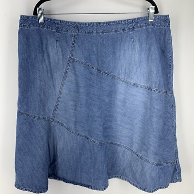 Patchwork Denim Skirt Western Cowgirl Boho Cottage Norm Core Sz 20W Cotton Jean