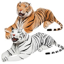 BRUBAKER Realistico Tigre Bianca Marrone di Peluche con Denti Gigante 130 cm