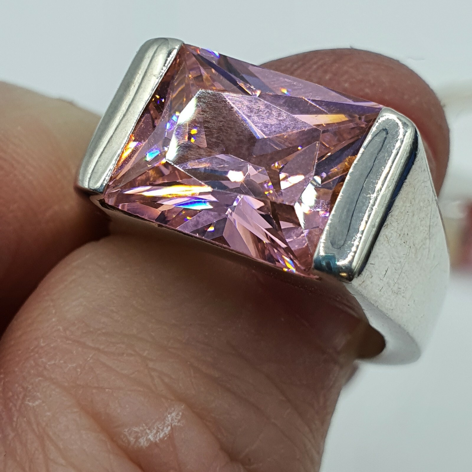 Photo 7 of Sterling Silver Pink CZ Ring Size L M, 1 ring only  (R96) (R97)