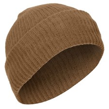 Acrylic Knit Cap Heavyweight and Warm Coyote Brown Versatile One-Size Beanie
