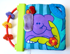 Libro de tela suave para bebé alegre animales de la selva mordedor mango de actividad juguete de peluche de 7"
