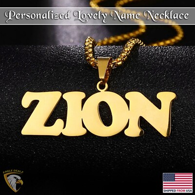 Stainless Steel Custom Name Necklace Big Pendant Customized Personalized Chain