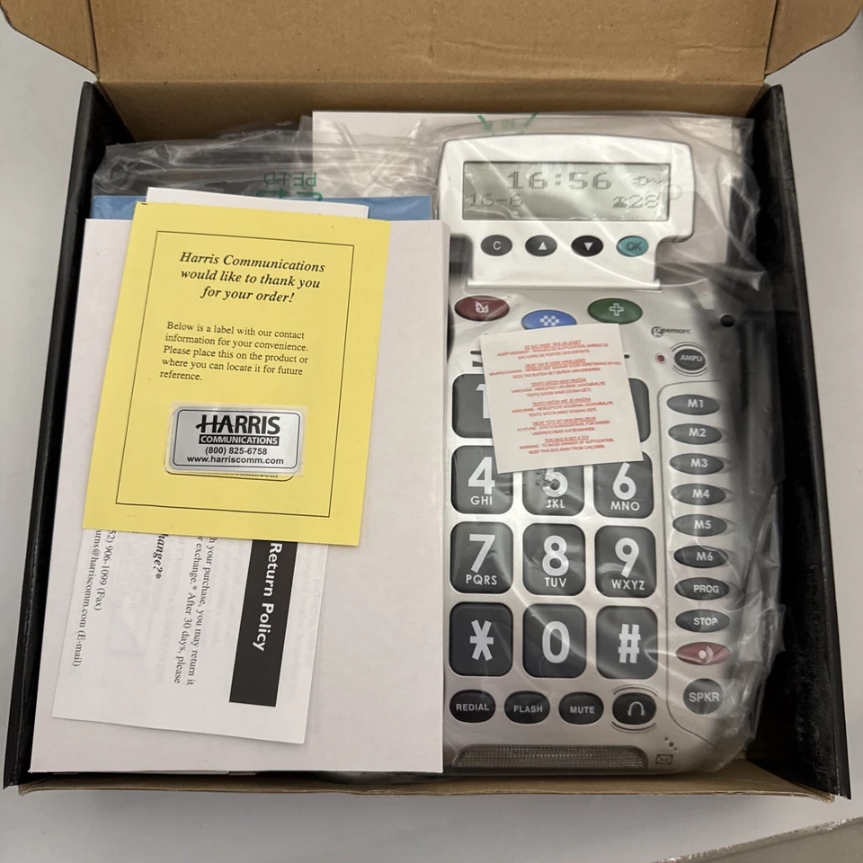 Geemarc AMPLI600 Respuesta a Emergencias Amplificado Teléfono Fuerte Número Grande NUEVO PLATEADO Foto 3 de 4