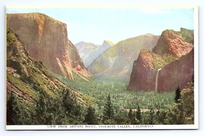 Postcard Artists Point View Yosemite Valley CA White Border Unposted
