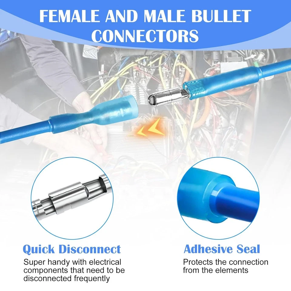 300PCS Heat Shrink Bullet Waterproof Marine Crimp Wire Connectors Terminals Kit - image 3 of 4