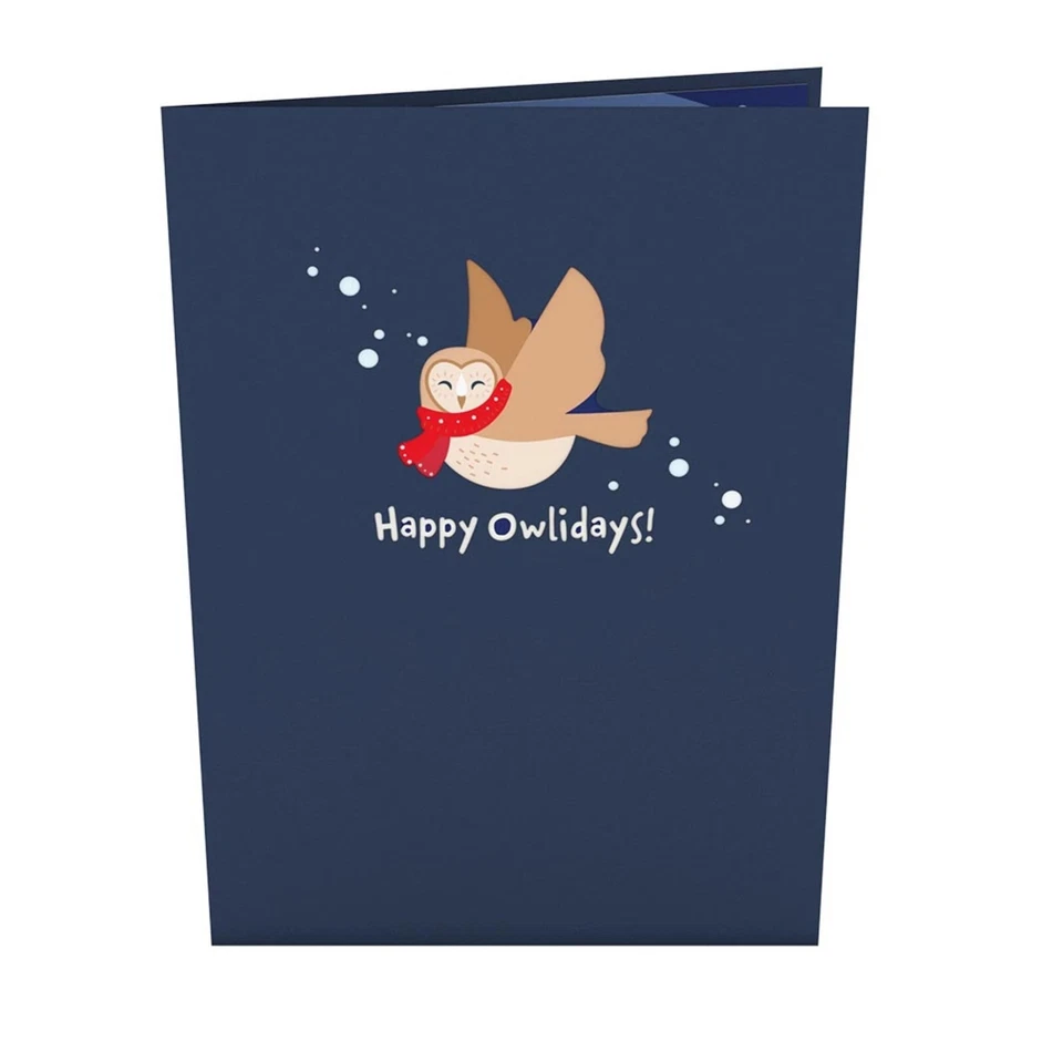 Lindas Boas Festas de Coruja Lovepop! Cartão pop-up 3D - Imagem 4 de 4