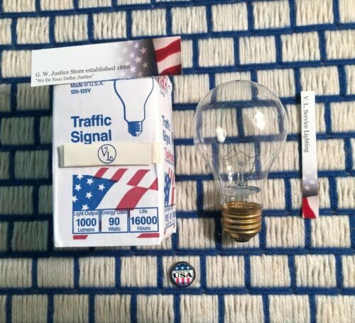 new USA 16,000 hour LIGHT BULB A19 CLEAR 90w sub4 regular 100A19 traffic signal - Picture 1 of 5