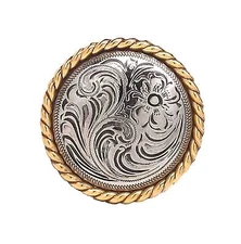 Rose Flower Antique Silver with Gold Rope Edge Concho 1.5" 1787-NG Stecksstore