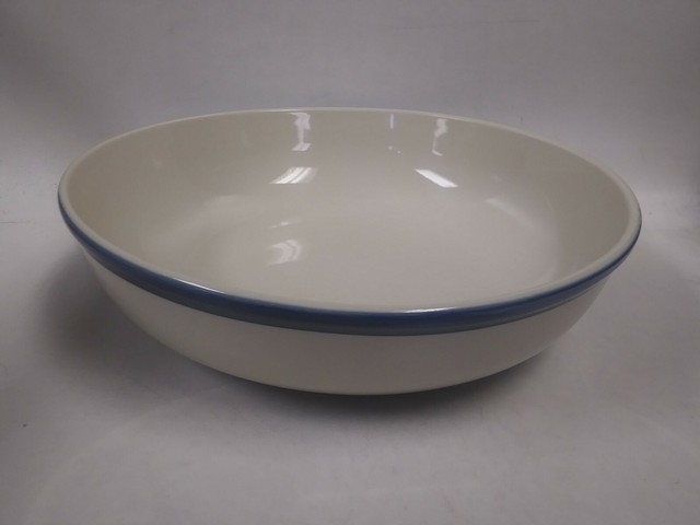 Kitchen Basics Colors By Tienshan 9" Serving Bowl Green & Blue Striped