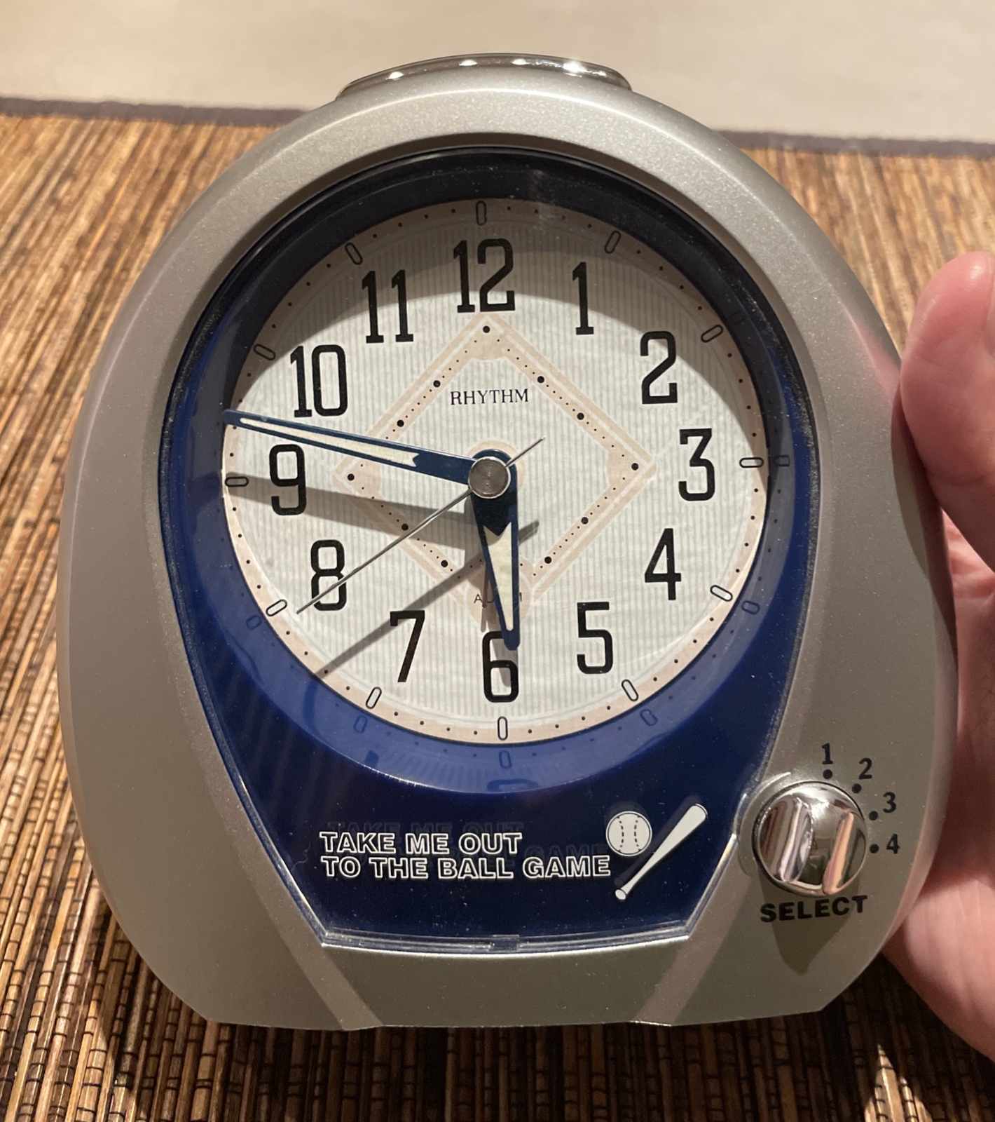 Rhythm Alarm Clock, Baseball-themed, 4 Sound Options (4RM759)