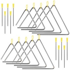 10 Pack Musical Triangle Steel Set, 4" 5" 6" 7" 8" Hand Percussion Music Perc...