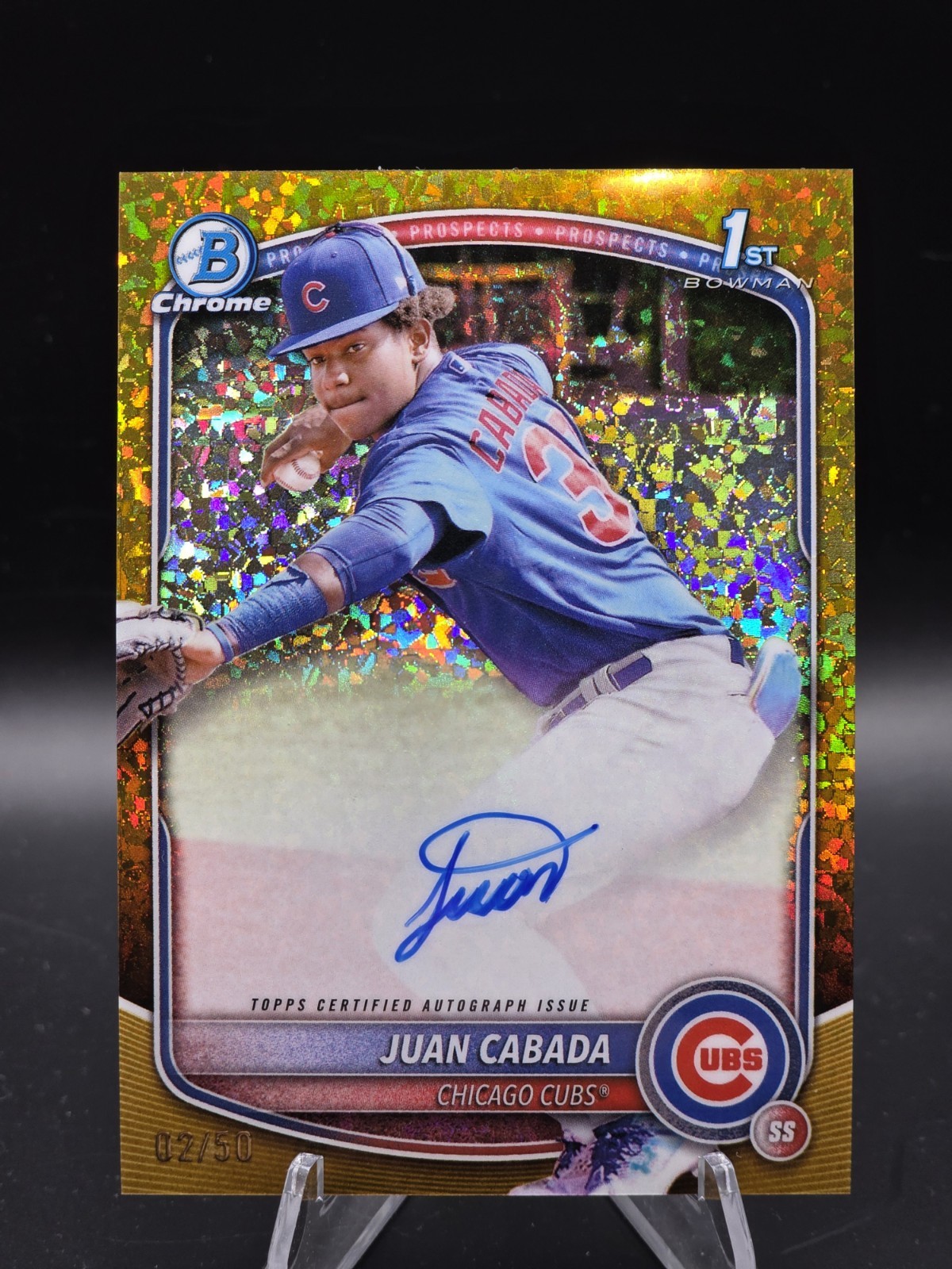 2025 Bowman Chrome Juan Cabada CPA-JC Gold Mini-Diamond Refractor /50 Auto