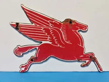 Vintage Pegasus Mobil Oil Porcelain Enamel Metal Metal sign 9" X 5" Inch