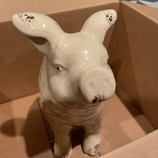 White Ceramic Pig Farmhouse Country Figurine Statue Vintage 13in Tall