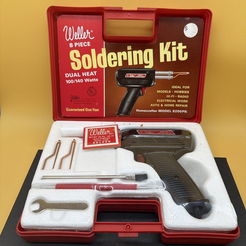 Weller 8200PK Soldering Gun Kit 100/140W Dual Heat Vintage w Case Tips