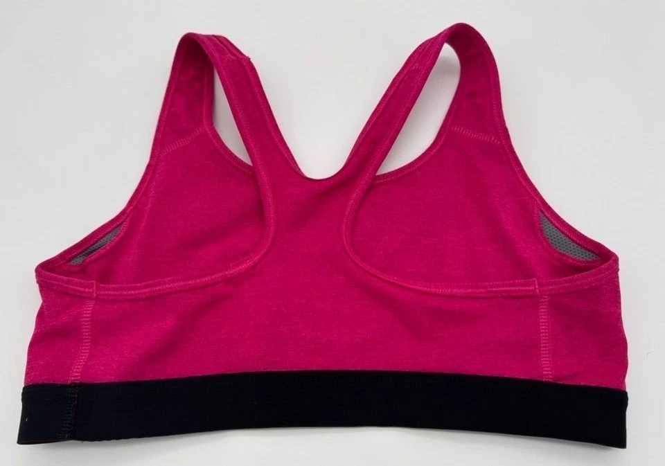 Sujetador deportivo Nike Pro Racerback rosa brillante/negro Dri-Fit inalámbrico para mujer mediano M Foto 2 de 4