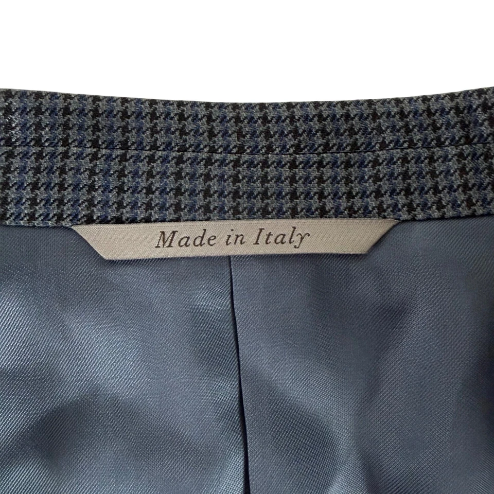 Canali Men's 38R Silk Wool Blazer Blue/Gray Micro Houndstooth Made in Italy 38R - Image 4 of 4
