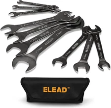 ELEAD Super-Thin Open End Wrench Set | 10-Piece Metric 5.5-27Mm | Nickel-Plated 