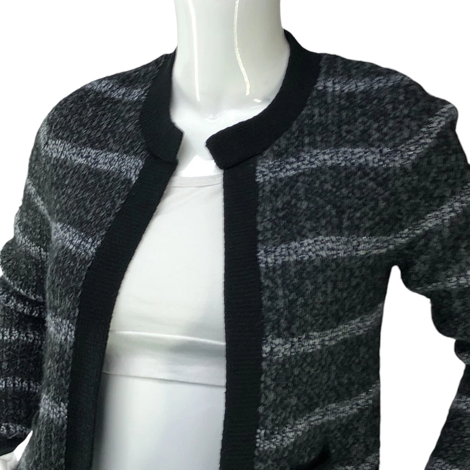 Banana Republic Womens Size XS Colarless Sweater Jacket Cardigan Striped Grey - Image 2 of 4