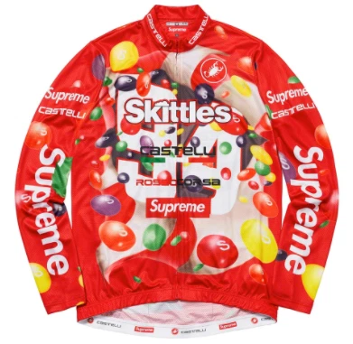 Maillot cycliste Supreme Skittles Castelli L/S rouge
