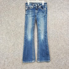 Miss Me Jeans Girls 10 Blue Bootcut Embellished Flap Pockets Denim Bling