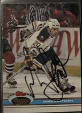 Mike Hartmann Buffalo Sabres autographed card (1991-92 Topps Stadium Club #341)