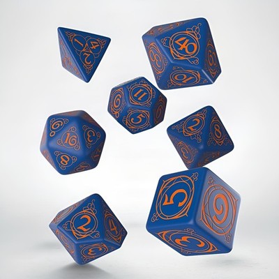 GW130a Wizard Dark-blue & orange Dice Set (7) Neu & OVP