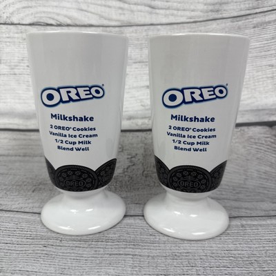 Set of (2) Nabisco Oreo Milkshake Recipe Ceramic Cups 7''