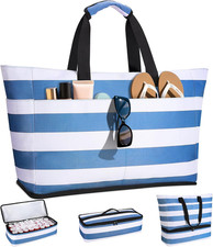 54L Large Beach Tote Bag with Detachable Cooler Waterproof Sandproof Travel Bag