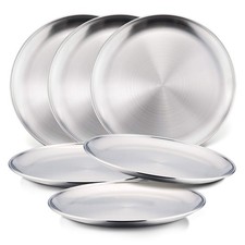 6-Piece 18/8 Stainless Steel Plates, Metal 304 Dinner Dishes for Kids Toddler...