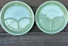 Lot of 2 Vintage Fire King Jadeite Restaurant Ware Divided Grill Plates with Tab