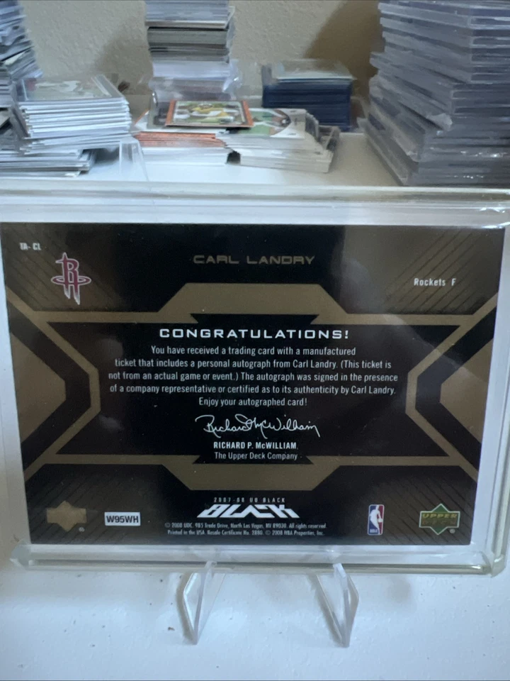 2007-08 Upper Deck UD Black - Ticket Autographs Carl Landry #TA-CL /15 Gold Auto - Image 2 of 2