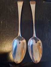 Large Heavy Georgian Sterling Silver Serving Spoons C1790 London Hallmark