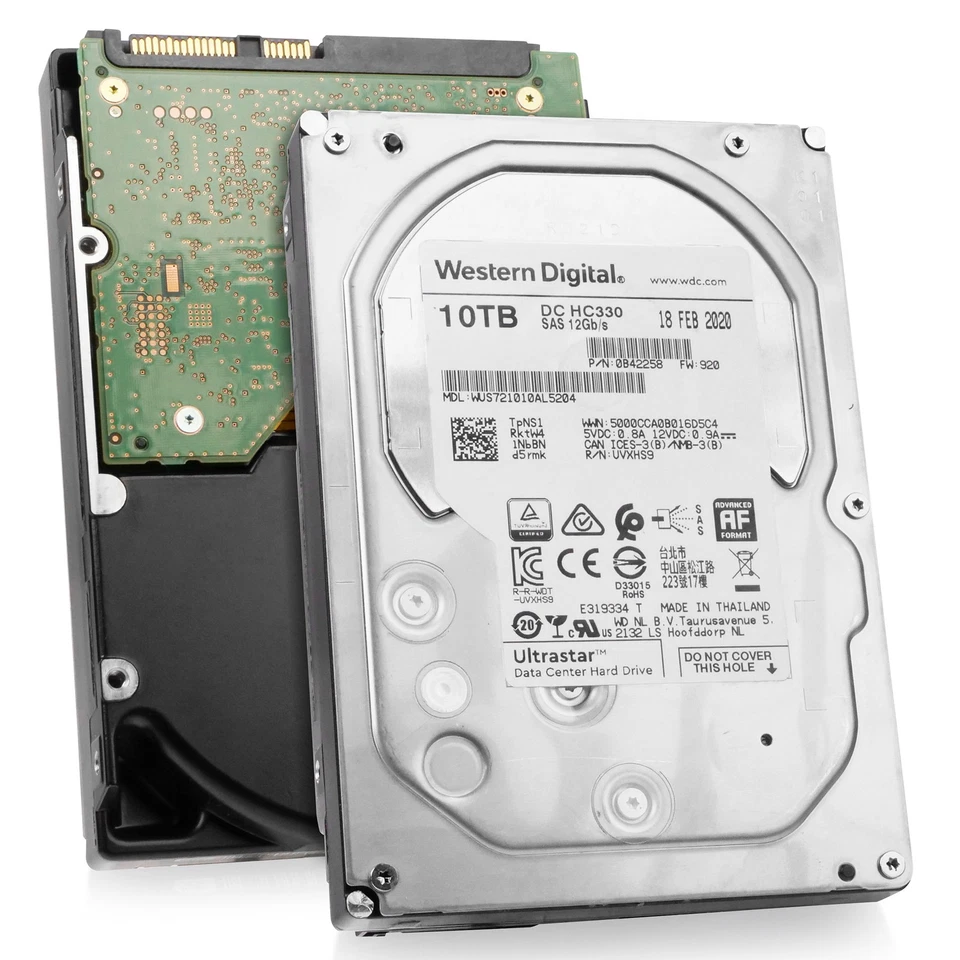 WD DC HC330 10TB WUS721010AL5204 0B42258 7.2K RPM SAS 12Gb/s 512e 3.5" HDD