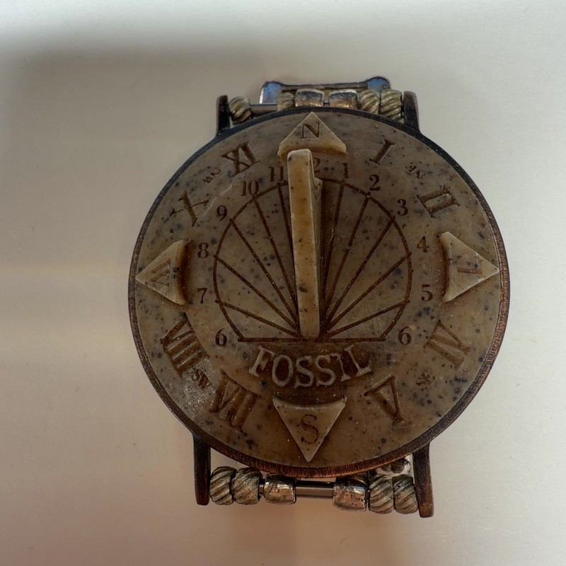 FOSSIL Sundial Novelty Watch Unique Stone Textured Face Wristwatch NO BAND