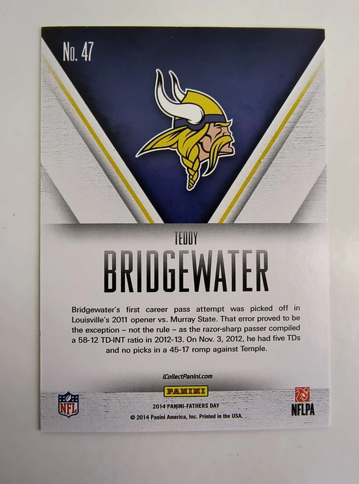 TEDDY BRIDGEWATER Rookie Card #517/599 - 2014 Panini Fathers Day #47 - Image 2 of 2