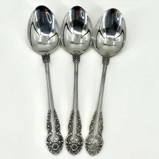 Lot of 3 - Voisin Floral CONTINENTAL Stainless Steel Serving Spoons 8 3/8”L MCM