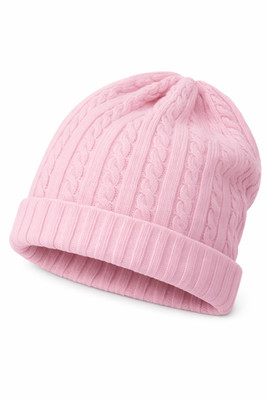 Rosa Zopfmuster Baggie Beanie Mütze Roll Up Rippbündchen Neu Stretch One Size