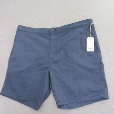Mutual Weave Mens Chino Shorts 46 x 8 Blue Stretch Flat Front Pocket