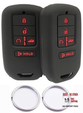 5 Buttons Silicone Smart Key Fob Cover Compatible with Black with red Rubber