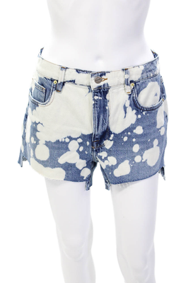 #ad Frame Womens Ultra Baggy Baltic Splash Wash Jean Shorts Blue White Size 25 $24.99