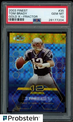 2003 Topps Finest Gold X-Fractor Tom Brady New England Patriots 113/175 PSA 10