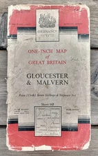 GLOUCESTER MALVERN Ordnance Survey One-Inch Map CLOTH Sheet 143 7th Series 1953