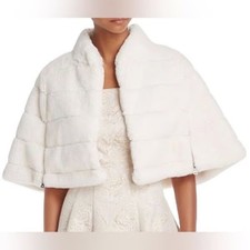BHLDN Shawl Jacket Wrap Womens Small White Faux Fur