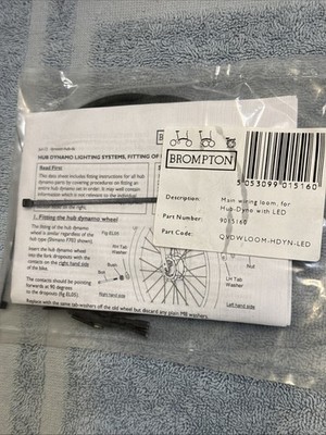 Brompton Main Wiring Loom for Hub-Dyno with Halogen