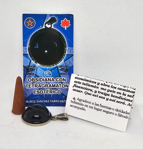 OBSIDIANA NEGRA Obsidian Tetragrammaton PENDIENTE PENTAGRAMA PROTECCION 1PC - Picture 3 of 4