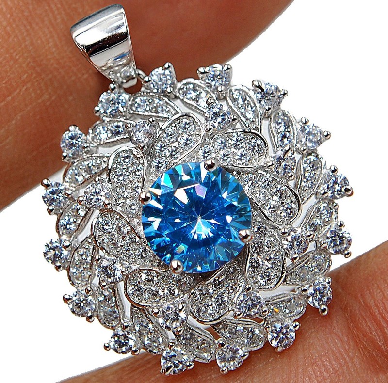  5CT Aquamarine 925 Solid Sterling Silver Pendant LV4-8