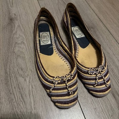 Emma Hope Ballet Flat Shoes Basket Weave Regalia Raffia Bow Slip