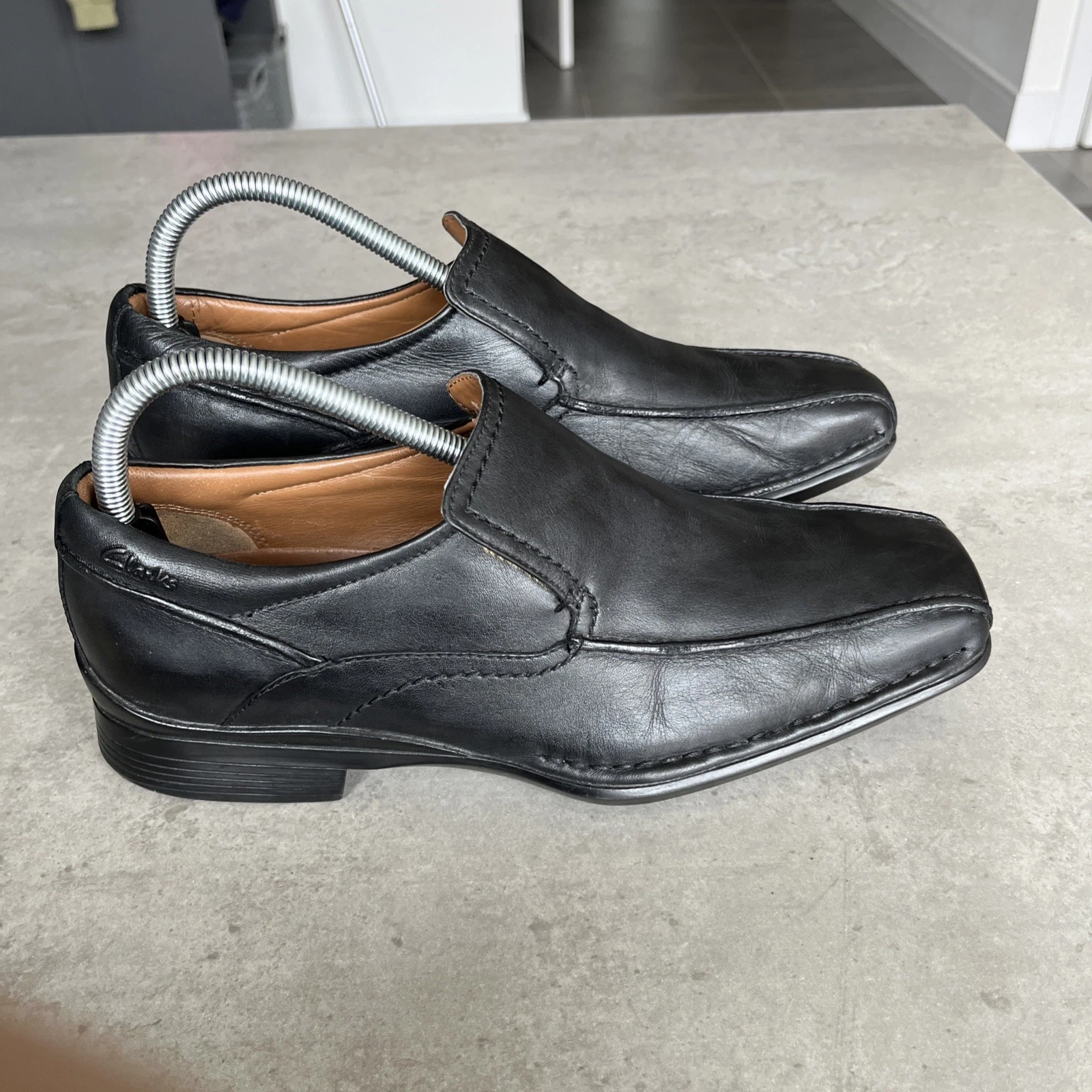 Mocassini Clarks Escalade Step uomo UK6 pelle nera slip on casual formali città