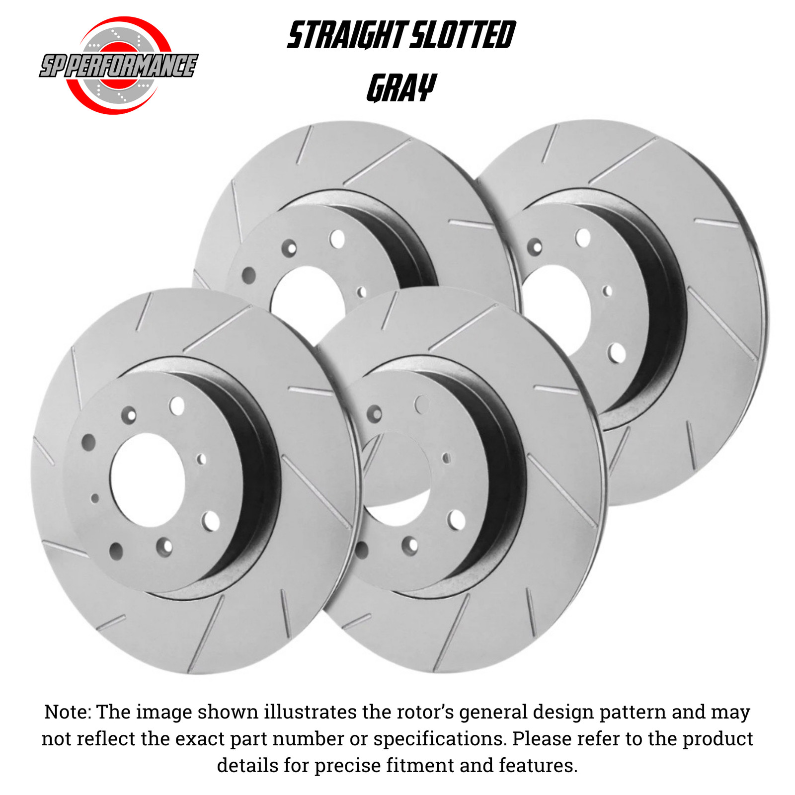 SP Performance KT-FRR-T-G-003146 Straight Slotted Grey Rotors 97-05 Acura NSX